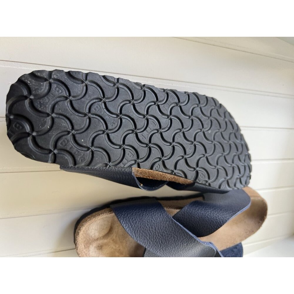 Birkis Birkenstock Womens Size 38 Womens 7 Mens 5 Blue Criss Cross Slide Sandals - Picture 10 of 12